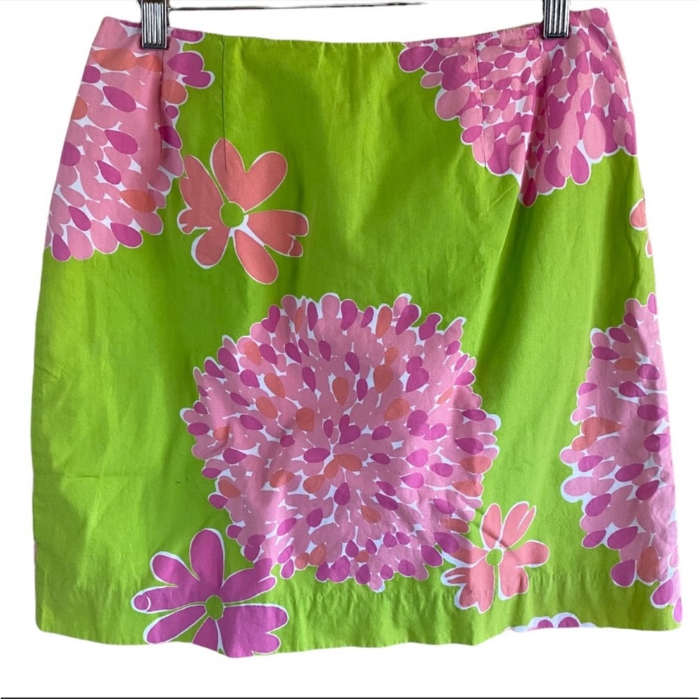 Lilly Pulitzer Pink & Green Floral  lined Skirt 8